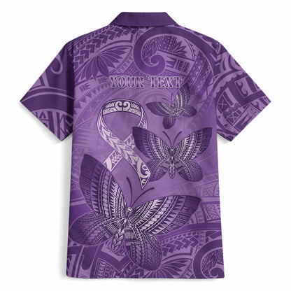 Personalised Polynesia Lupus Support Month Hawaiian Shirt Warrior Purple Ribbon Polynesian Butterflies