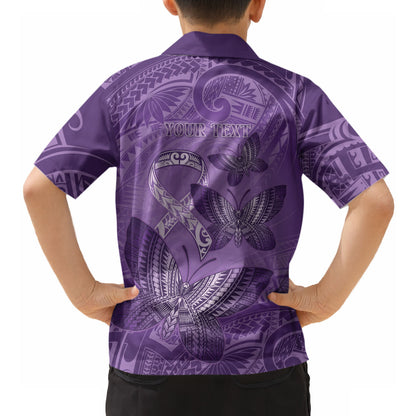Personalised Polynesia Lupus Support Month Hawaiian Shirt Warrior Purple Ribbon Polynesian Butterflies