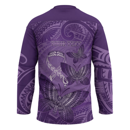 Personalised Polynesia Lupus Support Month Hockey Jersey Warrior Purple Ribbon Polynesian Butterflies