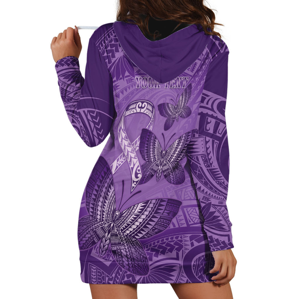 Personalised Polynesia Lupus Support Month Hoodie Dress Warrior Purple Ribbon Polynesian Butterflies