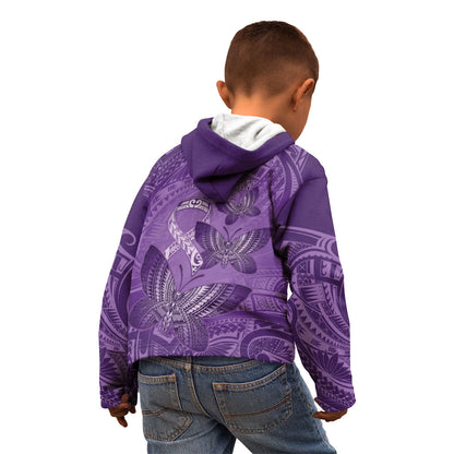 Personalised Polynesia Lupus Support Month Kid Hoodie Warrior Purple Ribbon Polynesian Butterflies