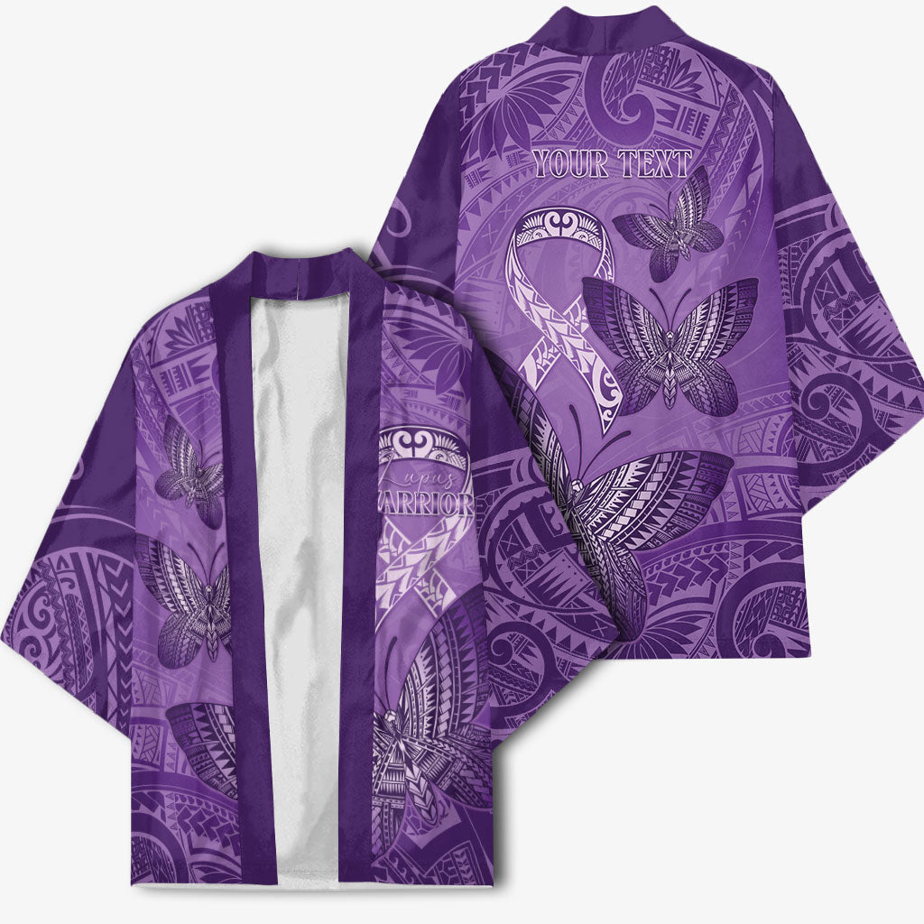 Personalised Polynesia Lupus Support Month Kimono Warrior Purple Ribbon Polynesian Butterflies