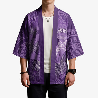 Personalised Polynesia Lupus Support Month Kimono Warrior Purple Ribbon Polynesian Butterflies
