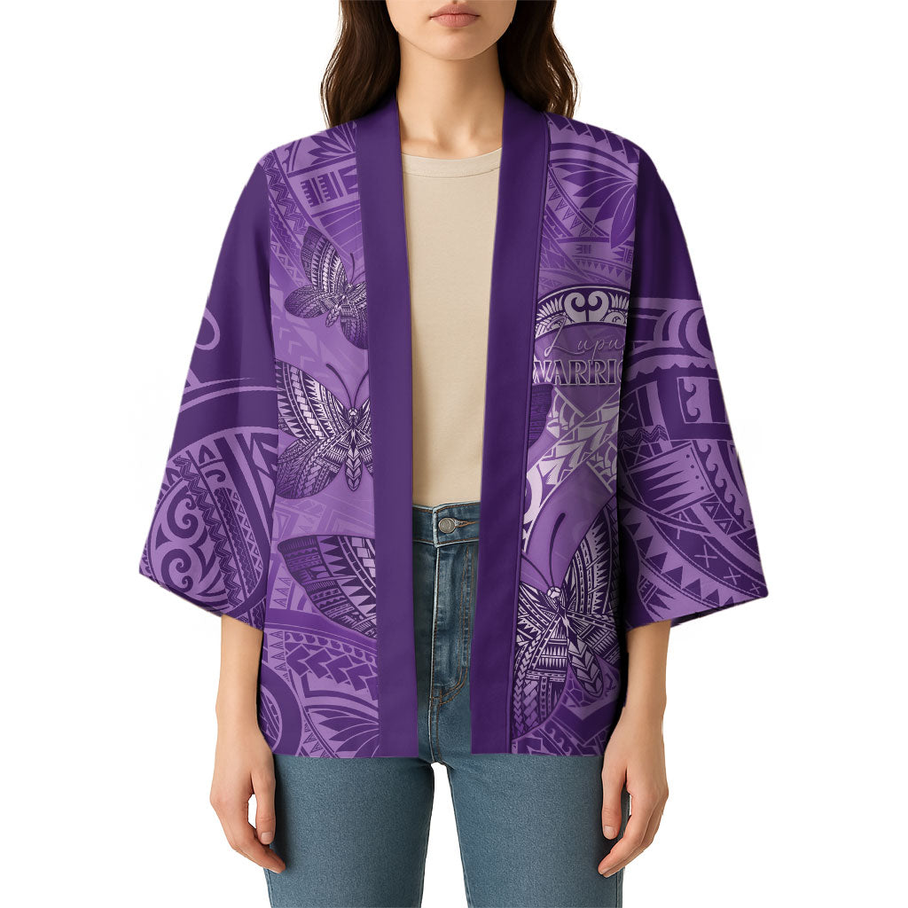 Personalised Polynesia Lupus Support Month Kimono Warrior Purple Ribbon Polynesian Butterflies