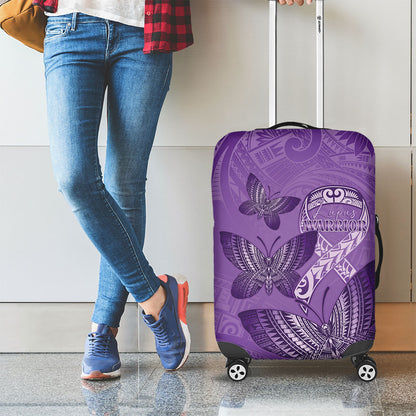 Polynesia Lupus Support Month Luggage Cover Warrior Purple Ribbon Polynesian Butterflies