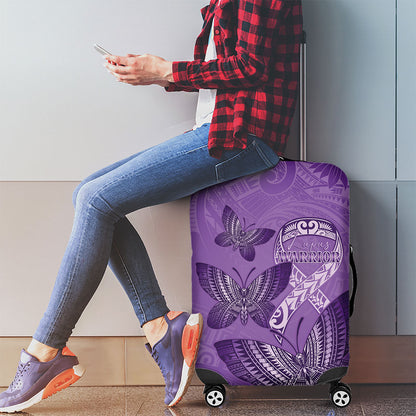 Polynesia Lupus Support Month Luggage Cover Warrior Purple Ribbon Polynesian Butterflies