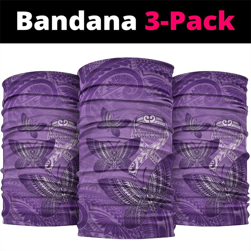 Polynesia Lupus Support Month Neck Gaiter Warrior Purple Ribbon Polynesian Butterflies
