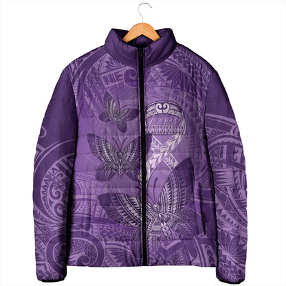 Personalised Polynesia Lupus Support Month Padded Jacket Warrior Purple Ribbon Polynesian Butterflies