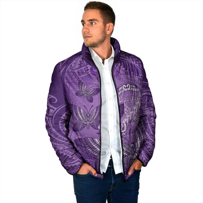 Personalised Polynesia Lupus Support Month Padded Jacket Warrior Purple Ribbon Polynesian Butterflies