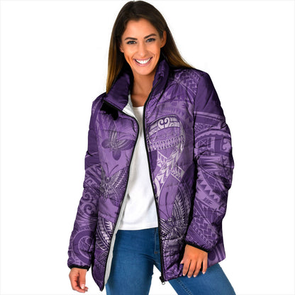 Personalised Polynesia Lupus Support Month Padded Jacket Warrior Purple Ribbon Polynesian Butterflies