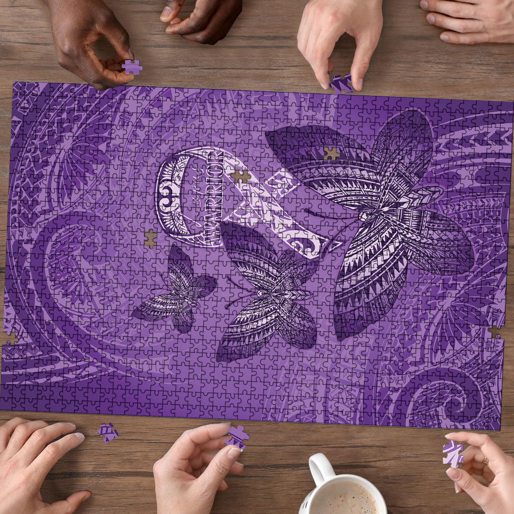Polynesia Lupus Support Month Puzzle Warrior Purple Ribbon Polynesian Butterflies