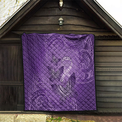 Polynesia Lupus Support Month Quilt Warrior Purple Ribbon Polynesian Butterflies