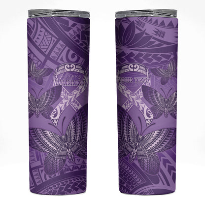 Personalised Polynesia Lupus Support Month Skinny Tumbler Warrior Purple Ribbon Polynesian Butterflies