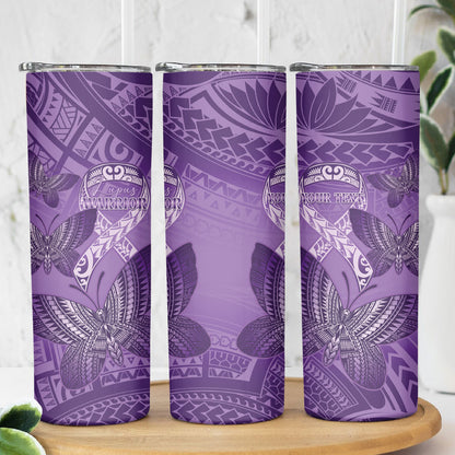 Personalised Polynesia Lupus Support Month Skinny Tumbler Warrior Purple Ribbon Polynesian Butterflies