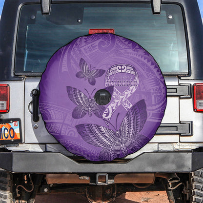 Polynesia Lupus Support Month Spare Tire Cover Warrior Purple Ribbon Polynesian Butterflies