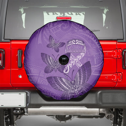 Polynesia Lupus Support Month Spare Tire Cover Warrior Purple Ribbon Polynesian Butterflies