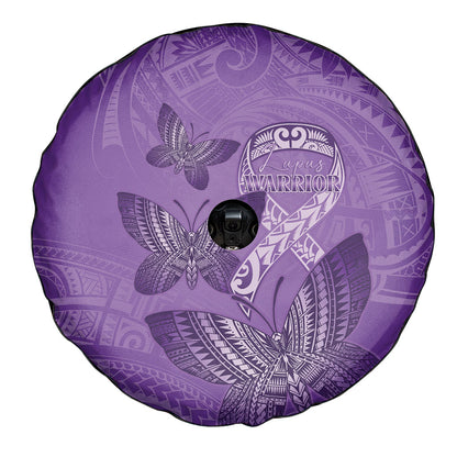 Polynesia Lupus Support Month Spare Tire Cover Warrior Purple Ribbon Polynesian Butterflies