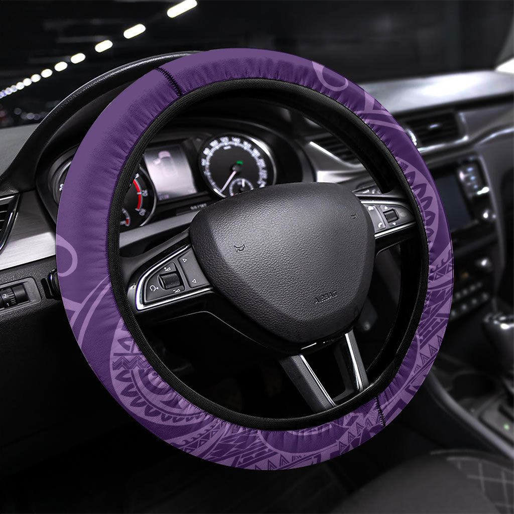 Polynesia Lupus Support Month Steering Wheel Cover Warrior Purple Ribbon Polynesian Butterflies