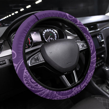 Polynesia Lupus Support Month Steering Wheel Cover Warrior Purple Ribbon Polynesian Butterflies
