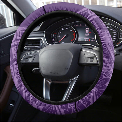 Polynesia Lupus Support Month Steering Wheel Cover Warrior Purple Ribbon Polynesian Butterflies