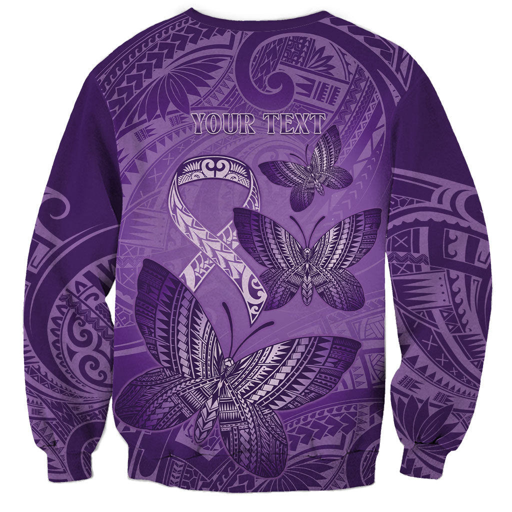 Personalised Polynesia Lupus Support Month Sweatshirt Warrior Purple Ribbon Polynesian Butterflies