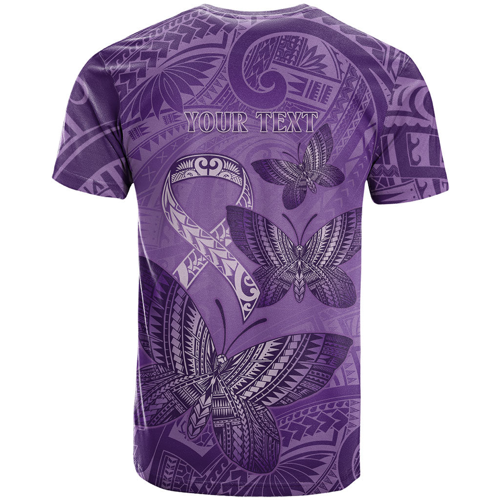 Personalised Polynesia Lupus Support Month T Shirt Warrior Purple Ribbon Polynesian Butterflies