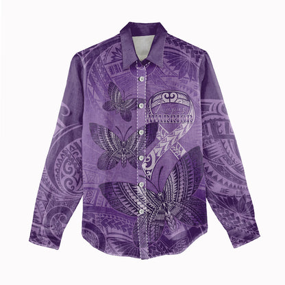 Personalised Polynesia Lupus Support Month Women Casual Shirt Warrior Purple Ribbon Polynesian Butterflies