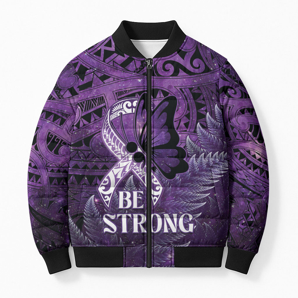 Lupus Support Month New Zealand Bomber Puffer Jacket Be Strong Warrior Maori Silver Fern