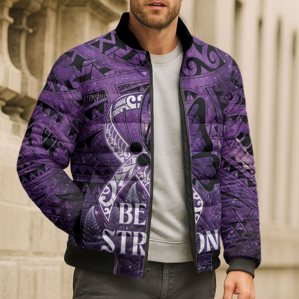Lupus Support Month New Zealand Bomber Puffer Jacket Be Strong Warrior Maori Silver Fern