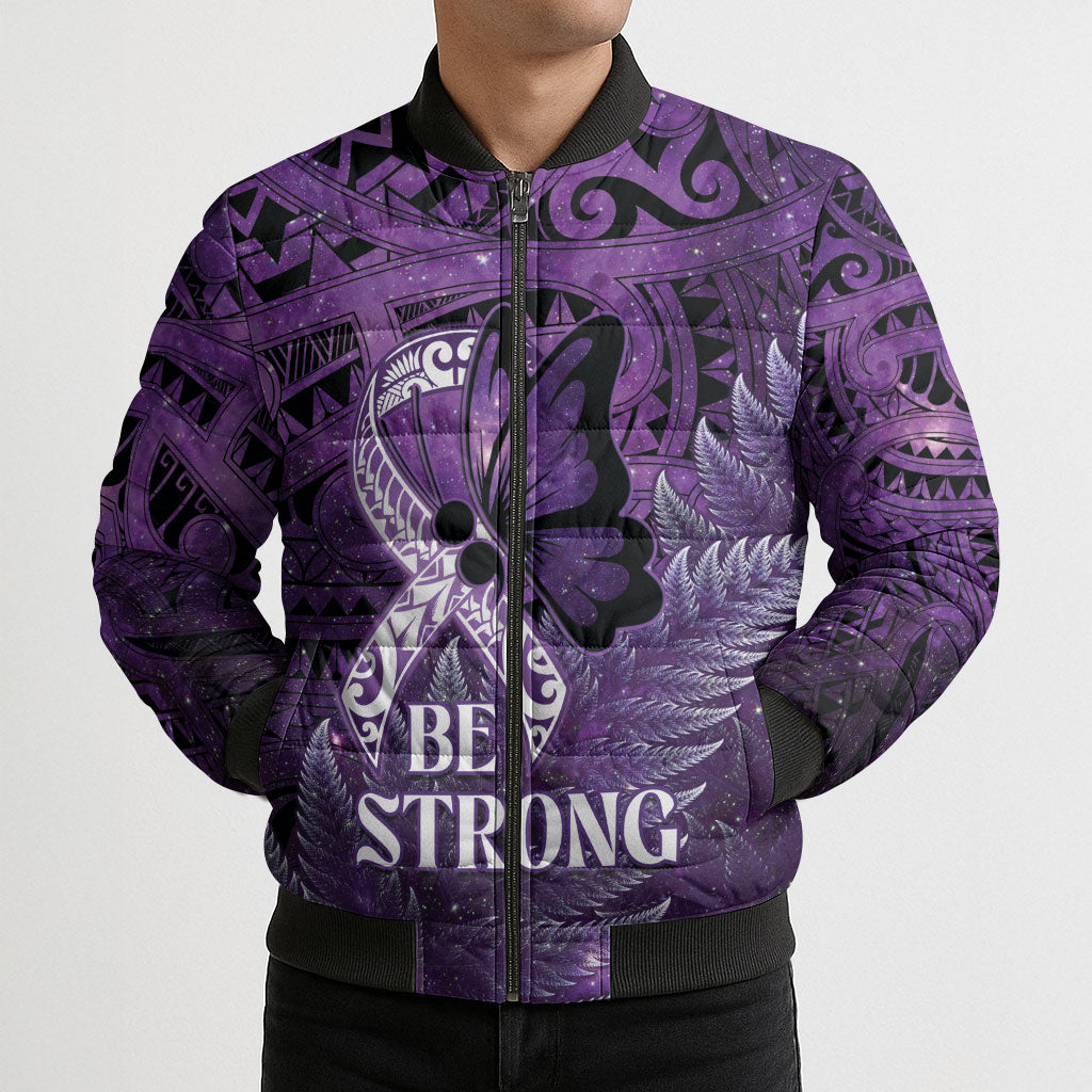 Lupus Support Month New Zealand Bomber Puffer Jacket Be Strong Warrior Maori Silver Fern