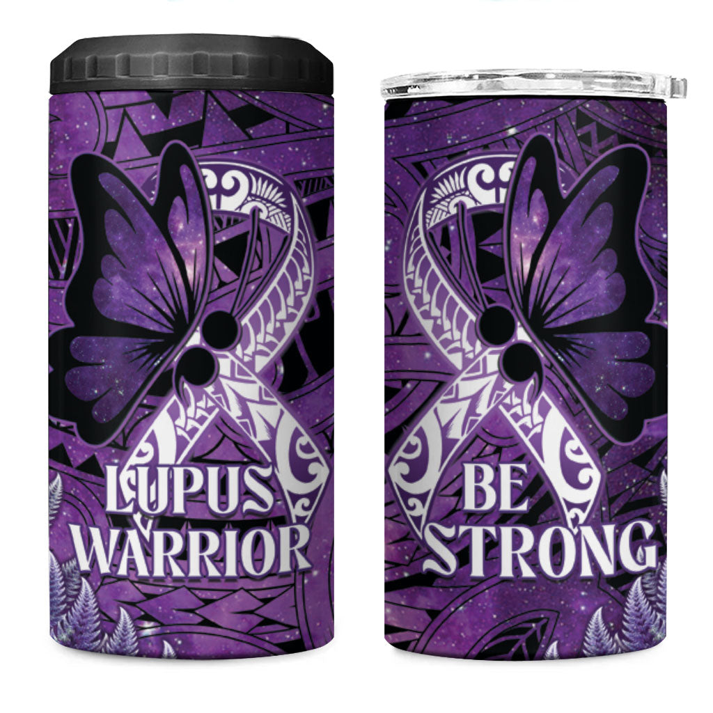 Lupus Support Month New Zealand 4 in 1 Can Cooler Tumbler Be Strong Warrior Maori Silver Fern