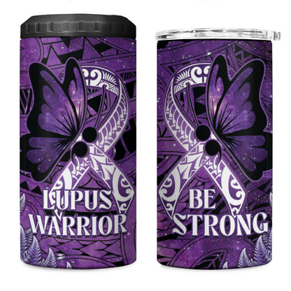Lupus Support Month New Zealand 4 in 1 Can Cooler Tumbler Be Strong Warrior Maori Silver Fern