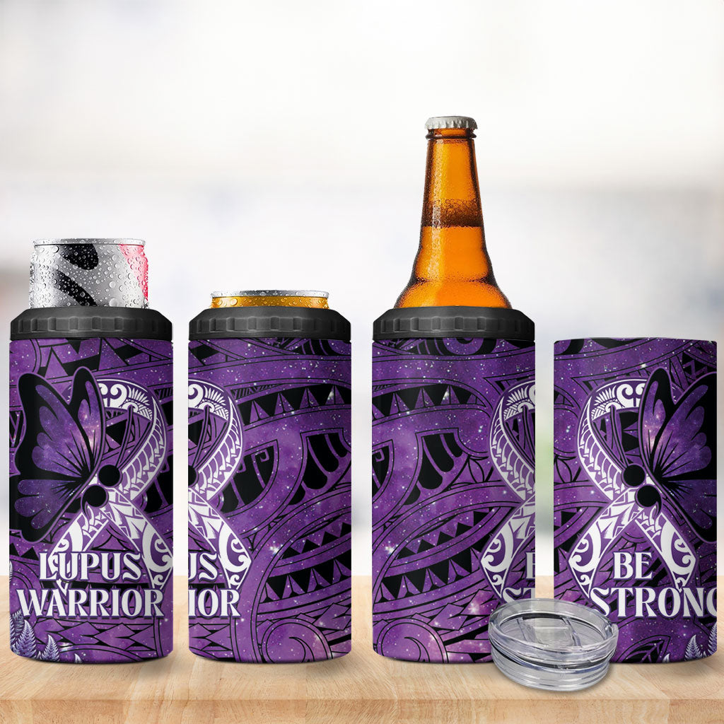 Lupus Support Month New Zealand 4 in 1 Can Cooler Tumbler Be Strong Warrior Maori Silver Fern