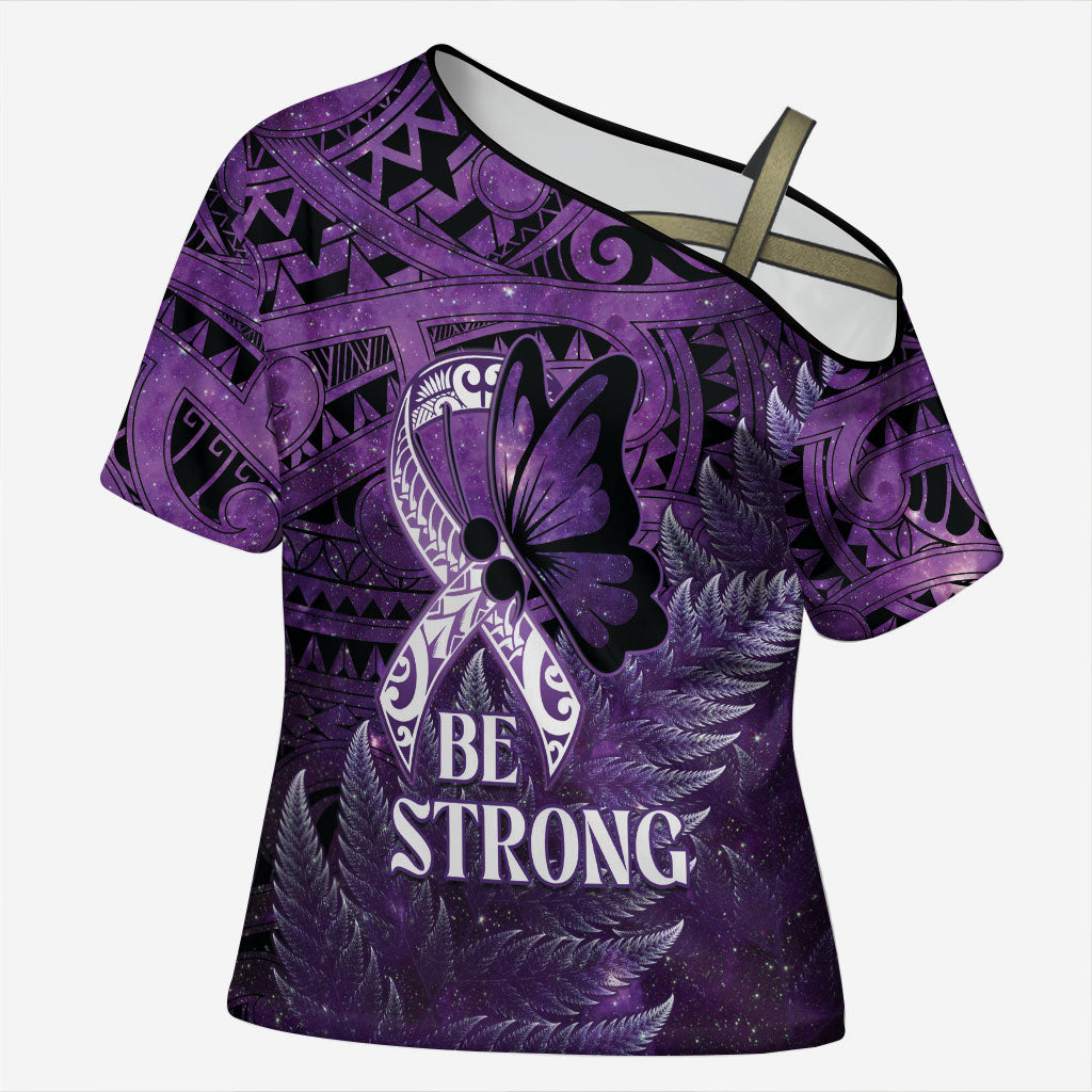 Lupus Support Month New Zealand Cross Shoulder Shirt Be Strong Warrior Maori Silver Fern