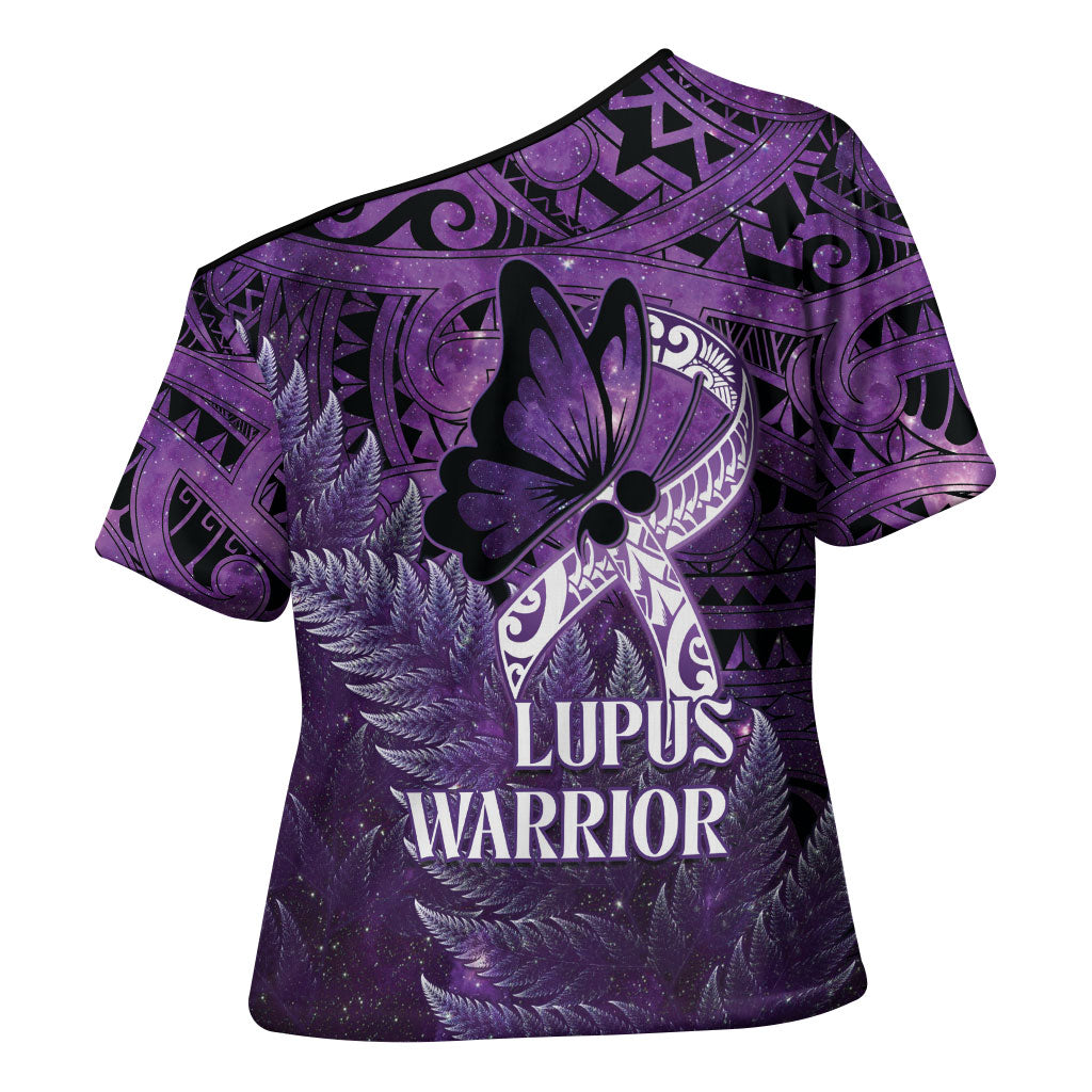 Lupus Support Month New Zealand Cross Shoulder Shirt Be Strong Warrior Maori Silver Fern