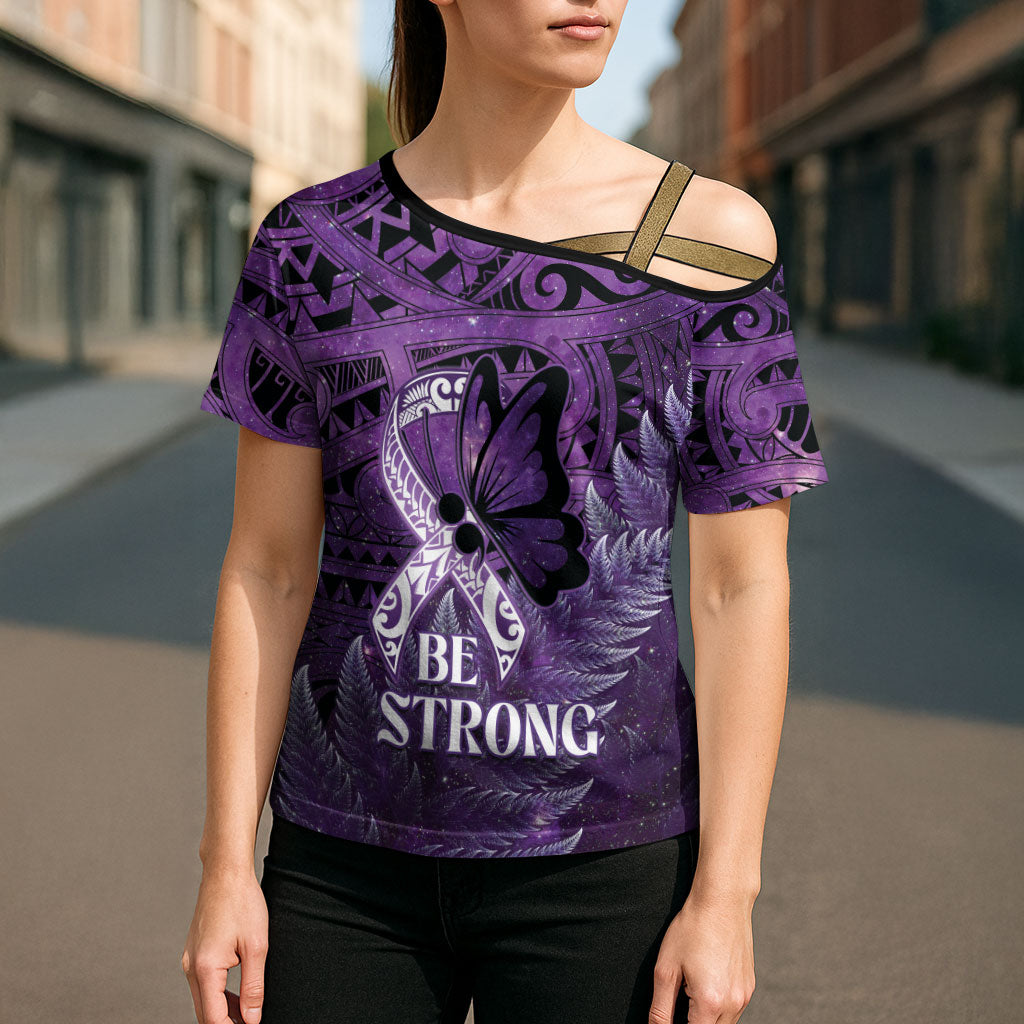 Lupus Support Month New Zealand Cross Shoulder Shirt Be Strong Warrior Maori Silver Fern