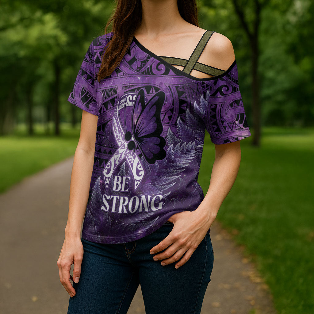 Lupus Support Month New Zealand Cross Shoulder Shirt Be Strong Warrior Maori Silver Fern