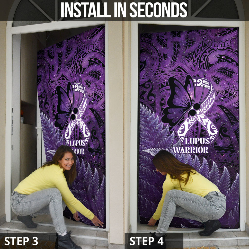 Lupus Support Month New Zealand Door Cover Be Strong Warrior Maori Silver Fern
