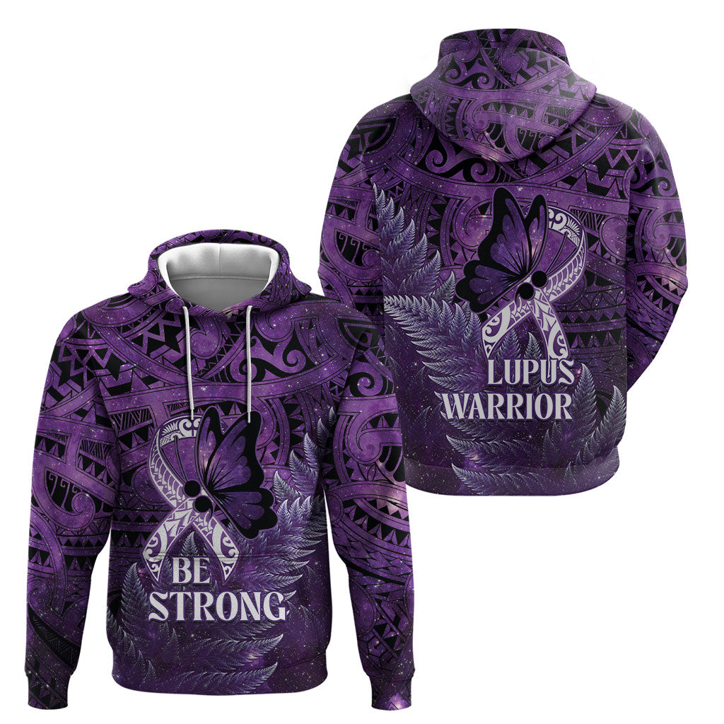 Lupus Support Month New Zealand Hoodie Be Strong Warrior Maori Silver Fern