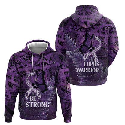 Lupus Support Month New Zealand Hoodie Be Strong Warrior Maori Silver Fern