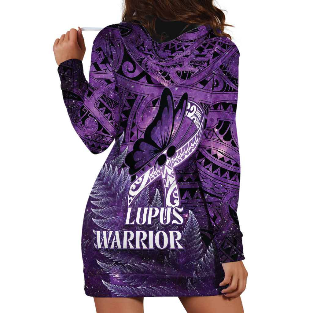 Lupus Support Month New Zealand Hoodie Dress Be Strong Warrior Maori Silver Fern