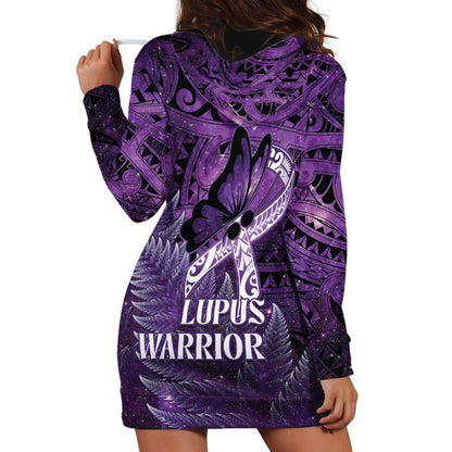 Lupus Support Month New Zealand Hoodie Dress Be Strong Warrior Maori Silver Fern