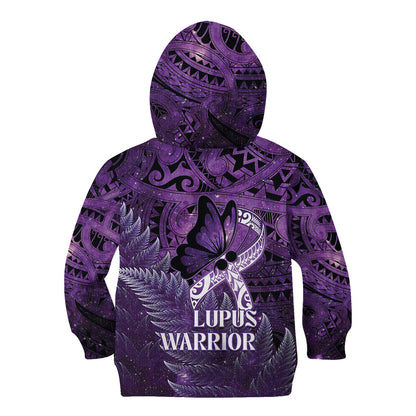 Lupus Support Month New Zealand Kid Hoodie Be Strong Warrior Maori Silver Fern