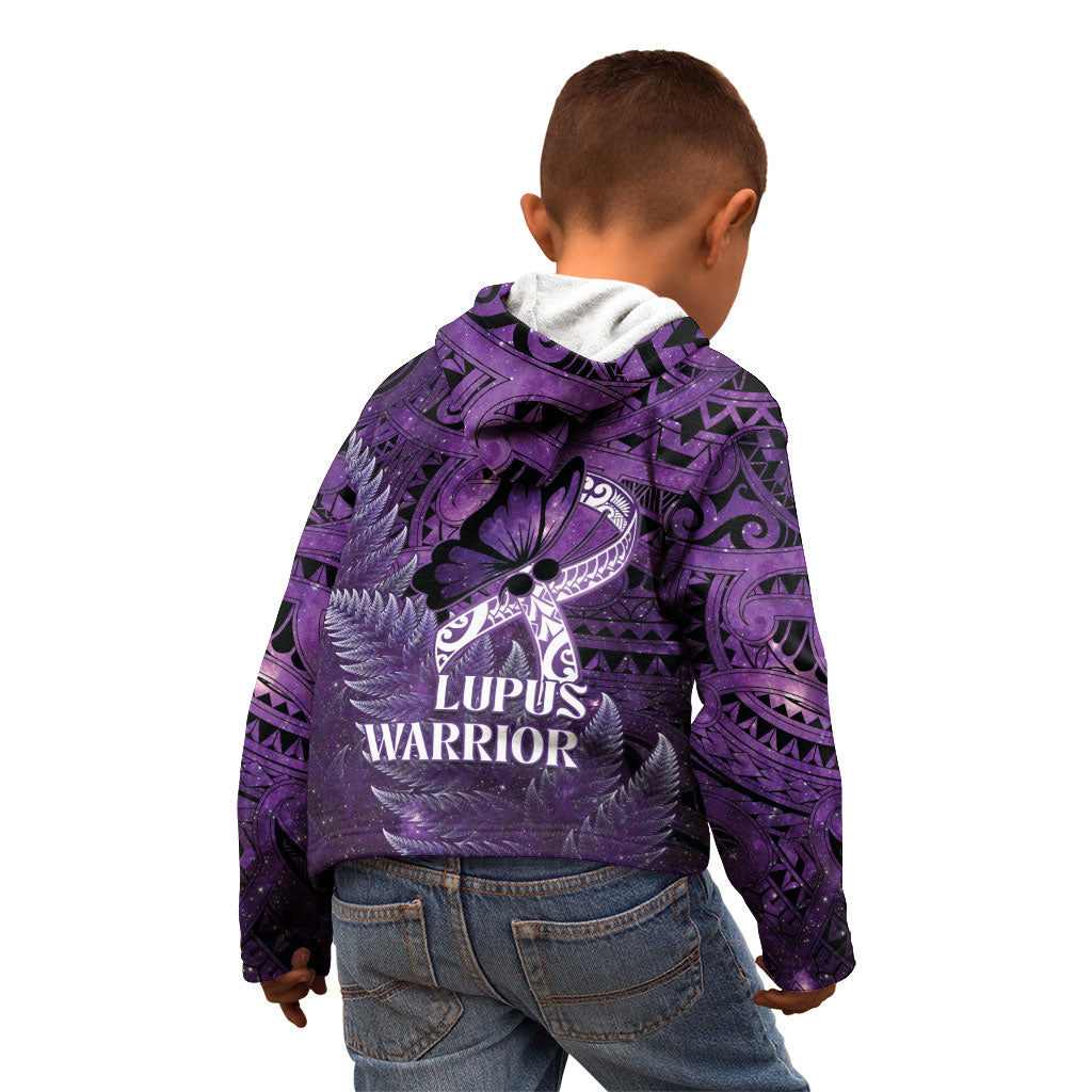 Lupus Support Month New Zealand Kid Hoodie Be Strong Warrior Maori Silver Fern