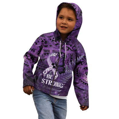 Lupus Support Month New Zealand Kid Hoodie Be Strong Warrior Maori Silver Fern