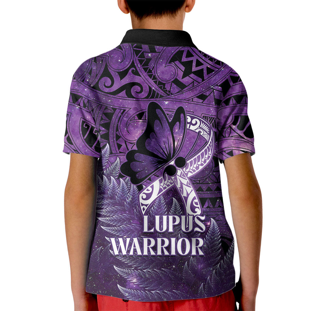 Lupus Support Month New Zealand Kid Polo Shirt Be Strong Warrior Maori Silver Fern