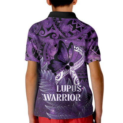 Lupus Support Month New Zealand Kid Polo Shirt Be Strong Warrior Maori Silver Fern