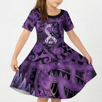 Lupus Support Month New Zealand Kid Short Sleeve Dress Be Strong Warrior Maori Silver Fern