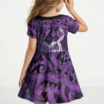 Lupus Support Month New Zealand Kid Short Sleeve Dress Be Strong Warrior Maori Silver Fern