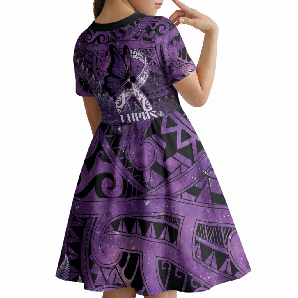 Lupus Support Month New Zealand Kid Short Sleeve Dress Be Strong Warrior Maori Silver Fern